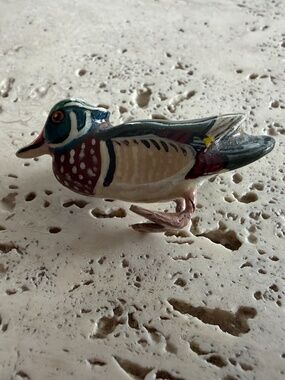 Unisex HandPainted Wood Duck Pin